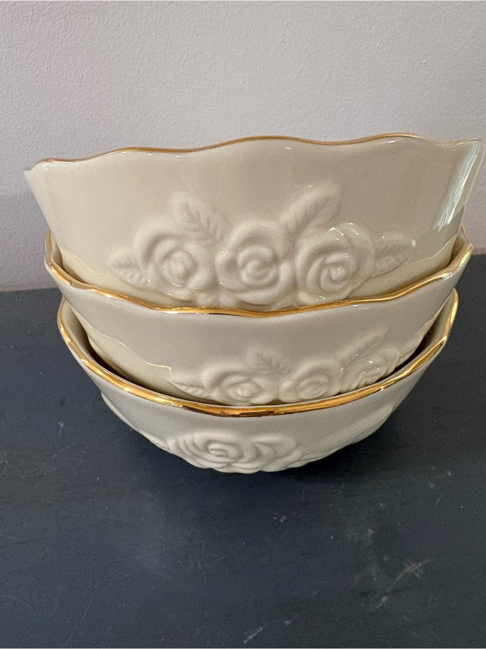 Lenox White Bowl with Gold Trim - Rose Blossom Collection